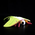 Green silkmoth plush, white furry collar