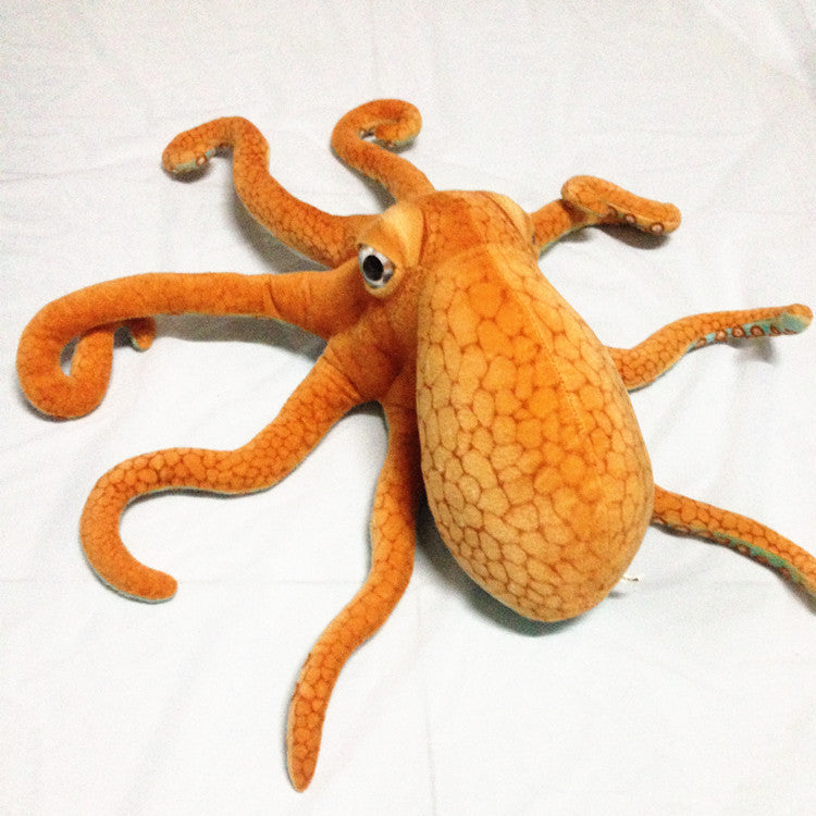 Realistic orange octopus plush with curled arms