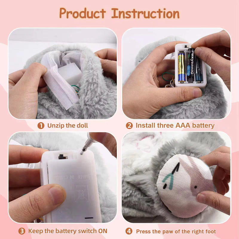 Breathing plush rabbit, sitting