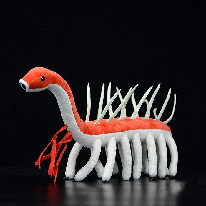 Hallucigenia plush with white spines and tube legs