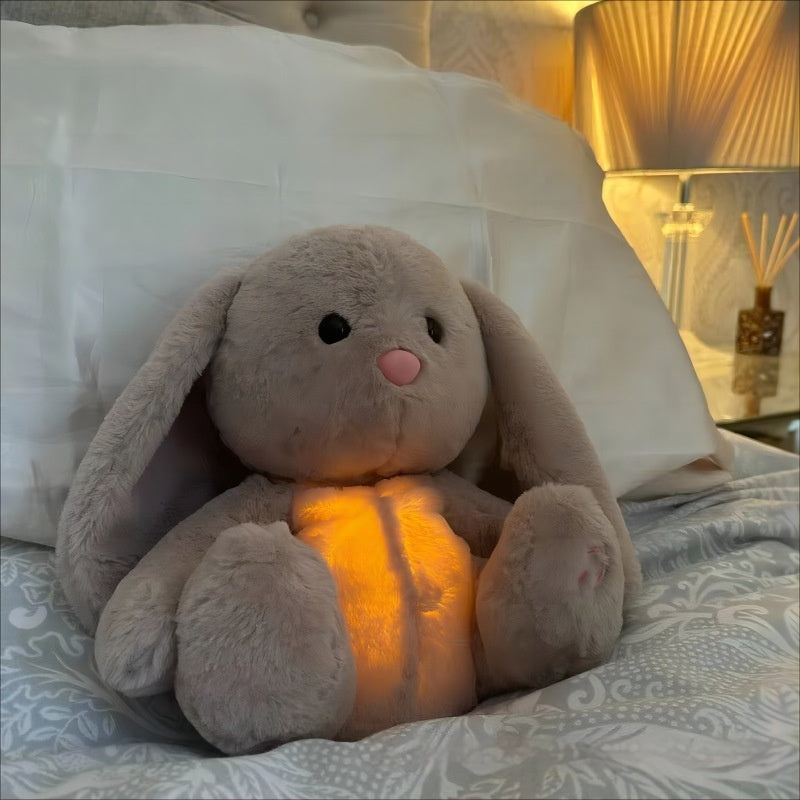 Breathing plush rabbit, close-up